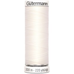 Bobine fil tout coudre Gutermann 200 m - N°111 BLANC POUDRÉ