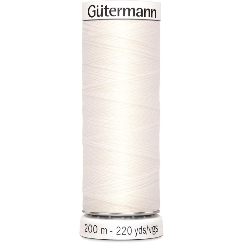 Bobine fil tout coudre Gutermann 200 m - N°111 BLANC POUDRÉ