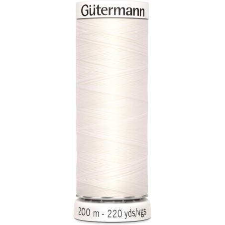 Bobine fil tout coudre Gutermann 200 m - N°111 BLANC POUDRÉ